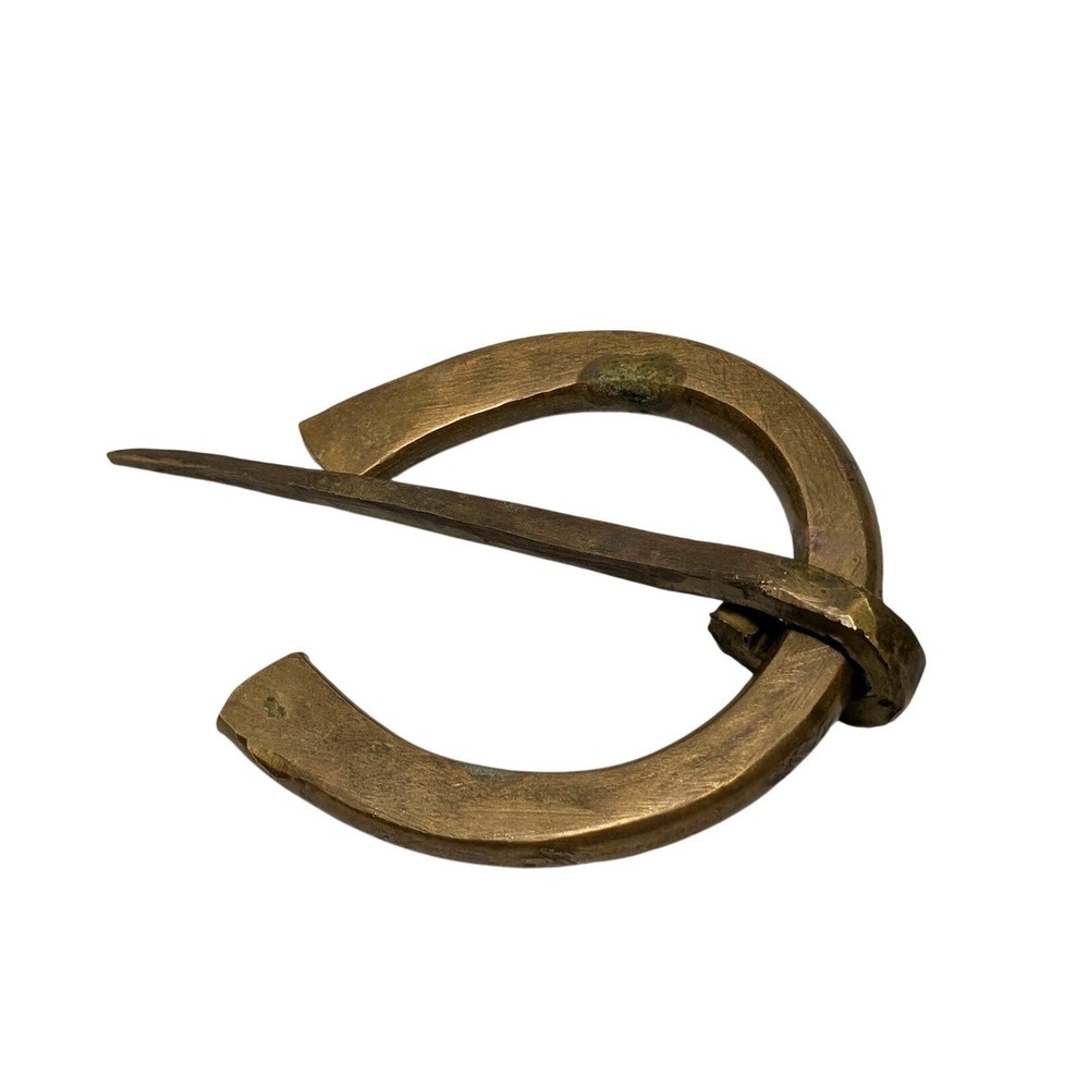 Vintage Brass Penannular large Brooch Fibula Celtic Cloak Pin Shawl Fastener